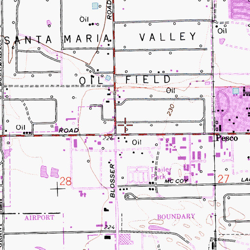 Topographic Map of Santa Maria Police Department, CA