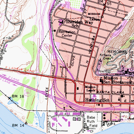 Topographic Map of Ventura Police Department - Westside Center, CA