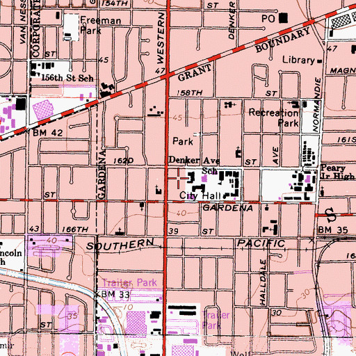 Topographic Map of Gardena Police Department, CA