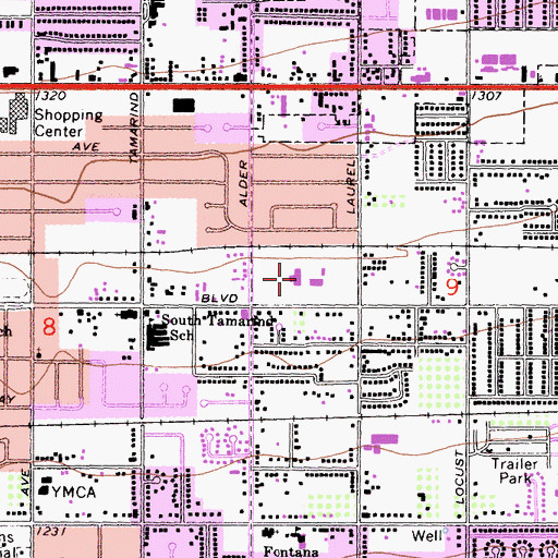 Topographic Map of San Bernardino County Sheriff's Department - Fontana, CA