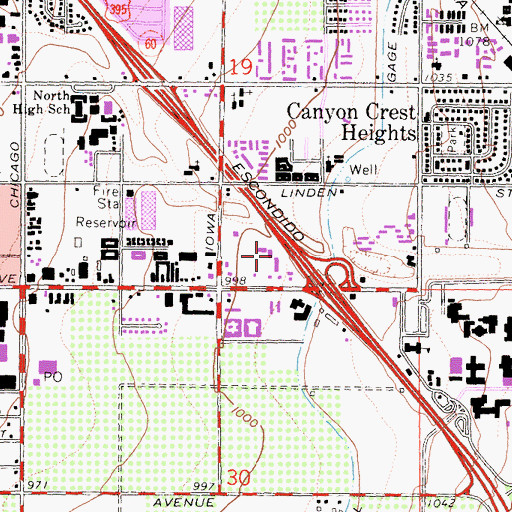 Topographic Map of Riverside Police Department UNET, CA