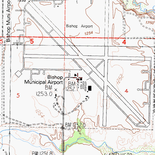 Topographic Map of Bishop Airport, CA