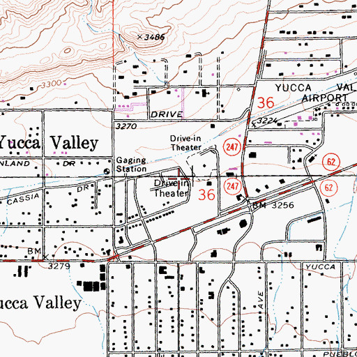 Topographic Map of San Bernardino County Sheriff's Office - Yucca Valley Satellite, CA