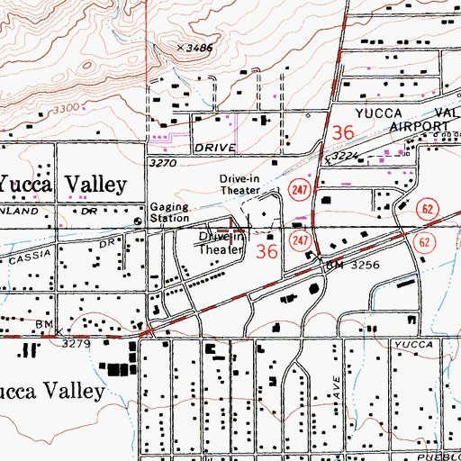 Topographic Map of San Bernardino County Sheriff's Office - Yucca Valley Satellite, CA