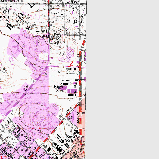 Topographic Map of Huntington Beach Police Department, CA