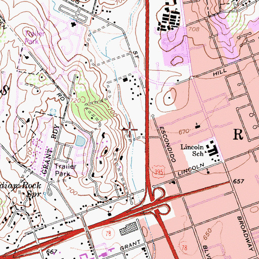 Topographic Map of Escondido Police Department, CA