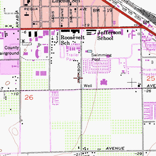 Topographic Map of Indio Police Department, CA