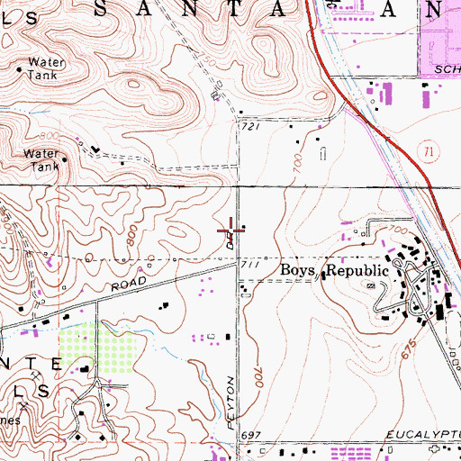 Topographic Map of San Bernardino County Sheriff's Department - Chino Hills, CA