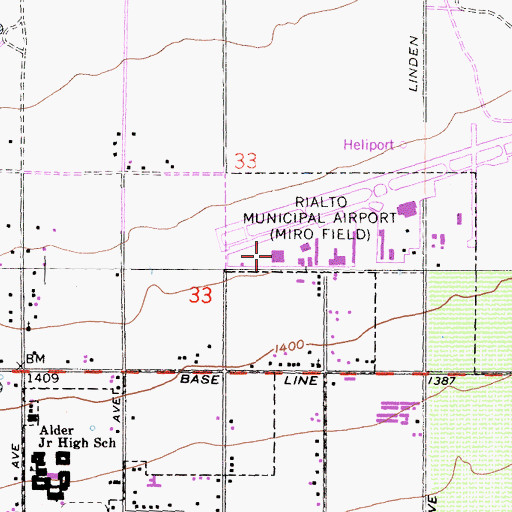Topographic Map of San Bernardino County Sheriff's Department - Aviation Division, CA