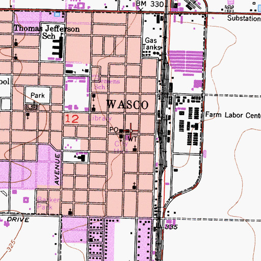 Topographic Map of Kern County Sheriff's Office, CA