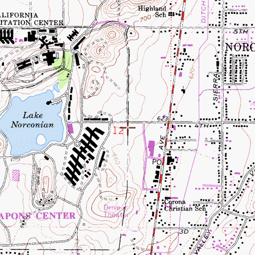 Topographic Map of Riverside County Sheriff's Office Norco, CA
