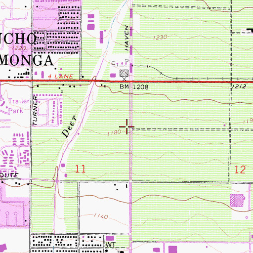 Topographic Map of Rancho Cucamonga Police Department, CA