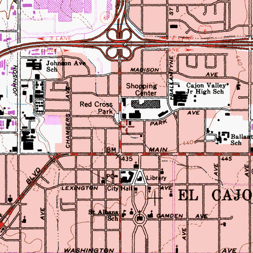 Topographic Map of El Cajon Police Department, CA
