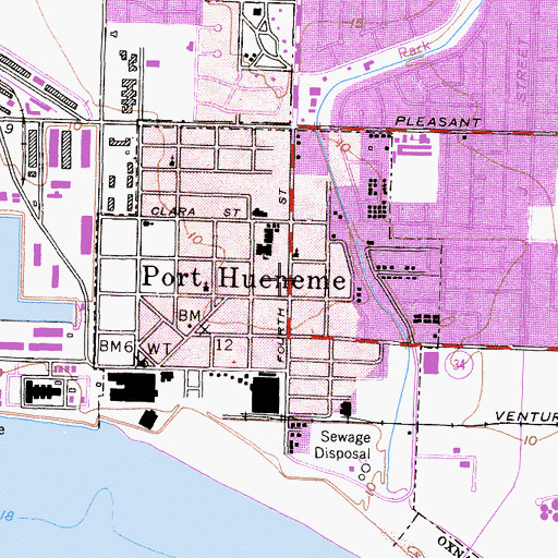 Topographic Map of Port Hueneme Police Department, CA
