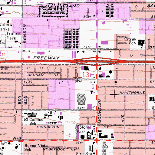 Topographic Map of Ontario Police Department, CA