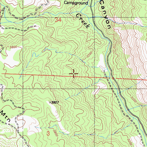 Topographic Map of Oakie Bear Campground, CA