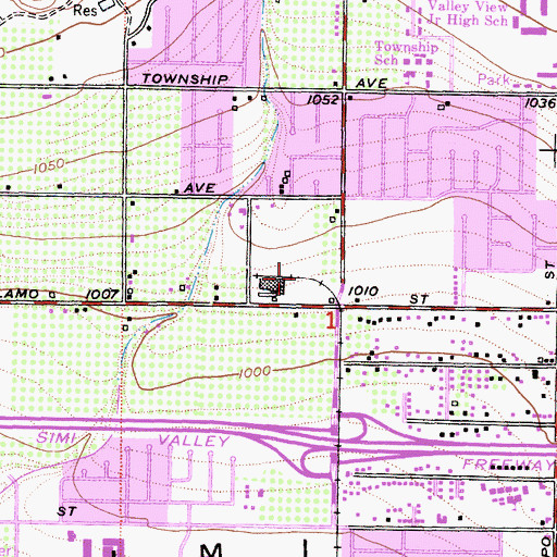 Topographic Map of Simi Valley Police Department, CA