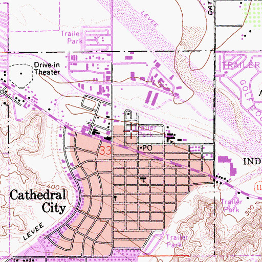 Topographic Map of Cathedral City Police Department, CA