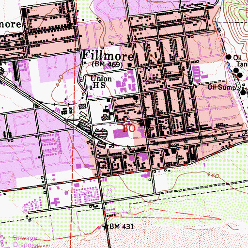 Topographic Map of Ventura County Sheriff's Office - Fillmore Patrol / Fillmore Police Services, CA