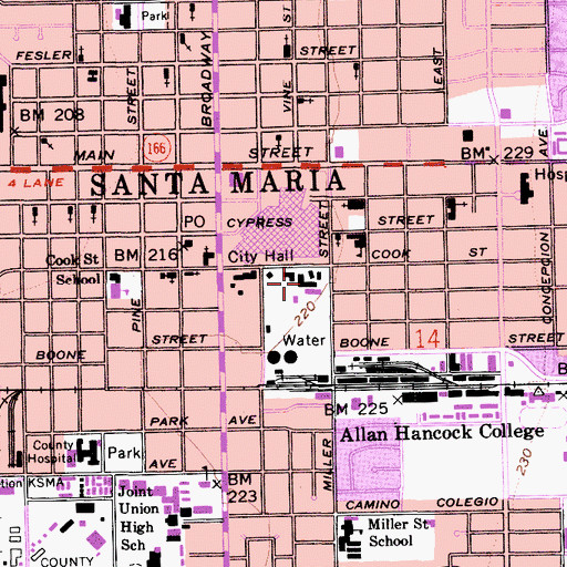 Topographic Map of Santa Barbara County Sheriff's Office Court Services Division, CA
