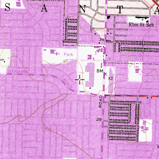 Topographic Map of Oxnard Police Department - Center Point Annex, CA