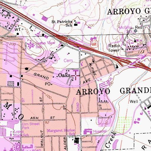 Topographic Map of Arroyo Grande Police Department, CA