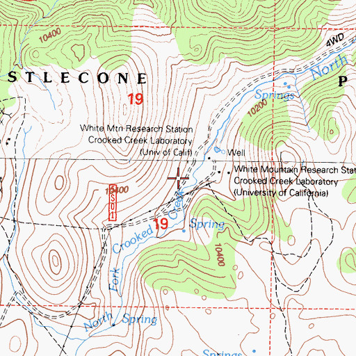 Topographic Map of Camp Bristlecone, CA