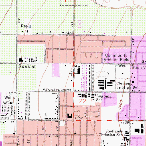 Topographic Map of Redlands Police Department - North, CA