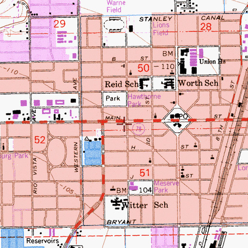 Topographic Map of Imperial County Sheriff's Office Brawley North County Operations, CA