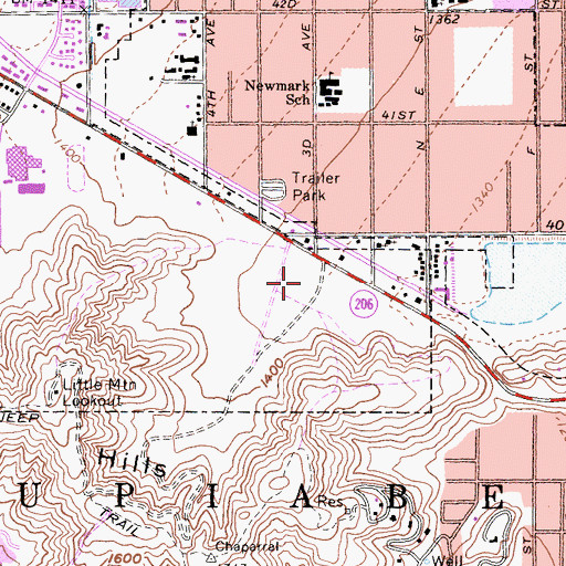 Topographic Map of San Bernardino Police Department, CA