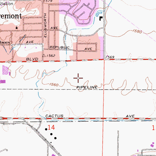 Topographic Map of Riverside County Sheriff's Department - Moreno Valley, CA