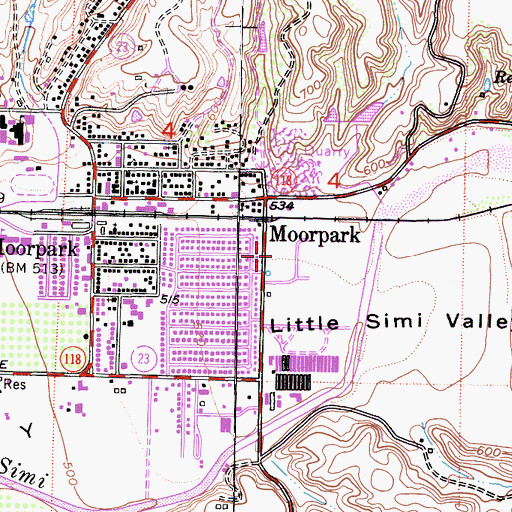 Topographic Map of Ventura County Sheriff's Office - Moorpark Patrol / Moorpark Police Services, CA