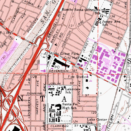 Topographic Map of Santa Fe Springs Police Services Center, CA