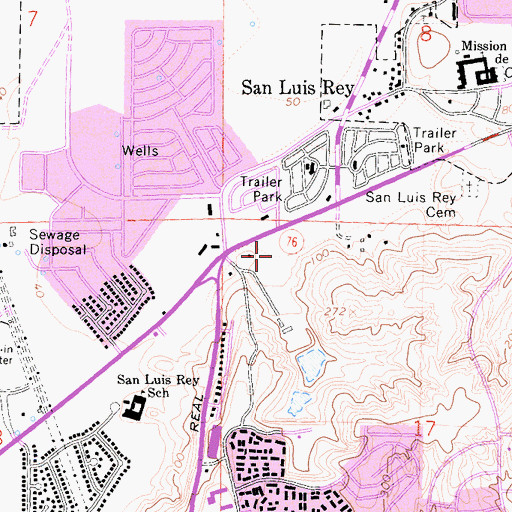 Topographic Map of Oceanside Police Department, CA