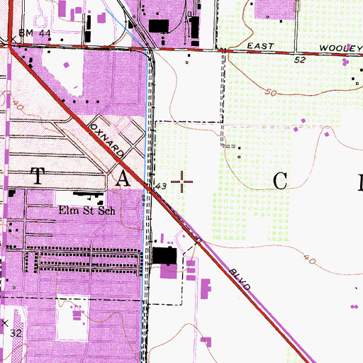 Topographic Map of Oxnard Police Department - Beat 32, CA