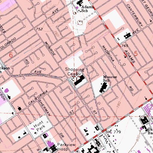 Topographic Map of Riverside Police Department - California Square Police Center, CA