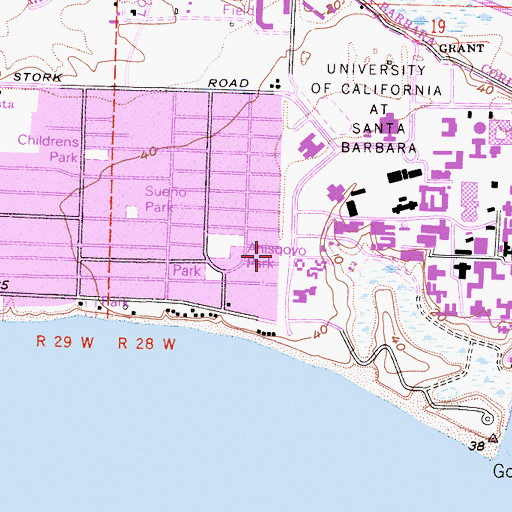 Topographic Map of Santa Barbara County Sheriff's Office - Isla Vista Foot Patrol, CA
