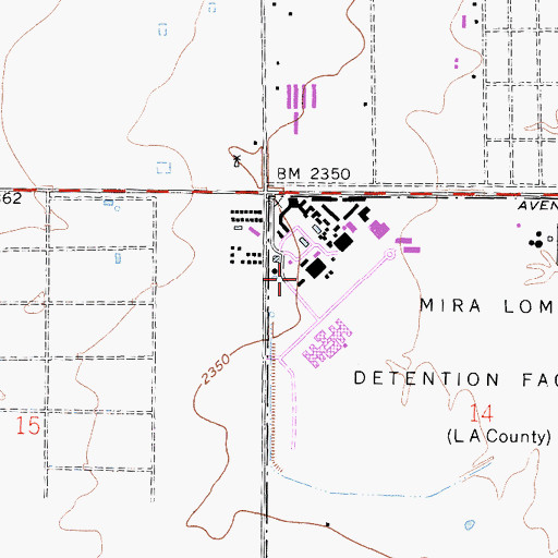 Topographic Map of ngeles County Mira Loma Sheriff's Office, CA