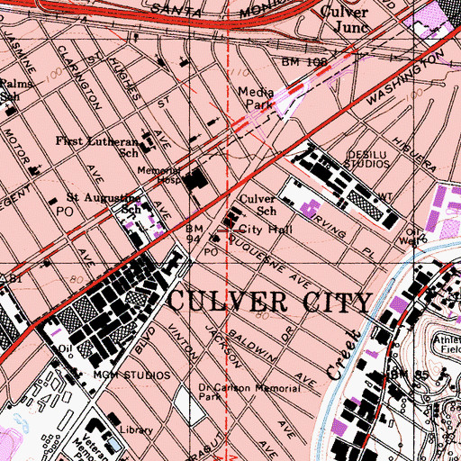 Topographic Map of Culver City Police Department, CA