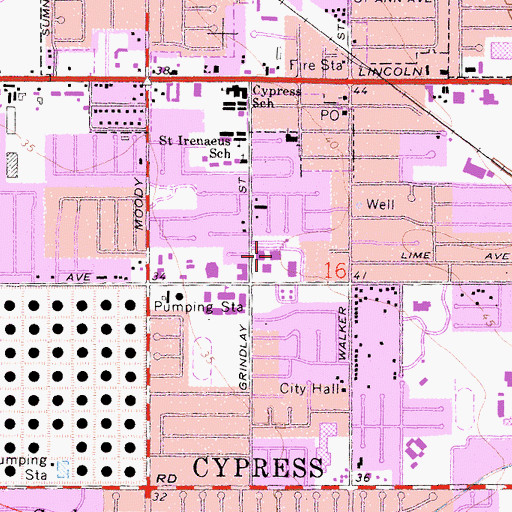 Topographic Map of Cypress Police Department, CA