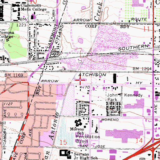 Topographic Map of Montclair City Police Department, CA