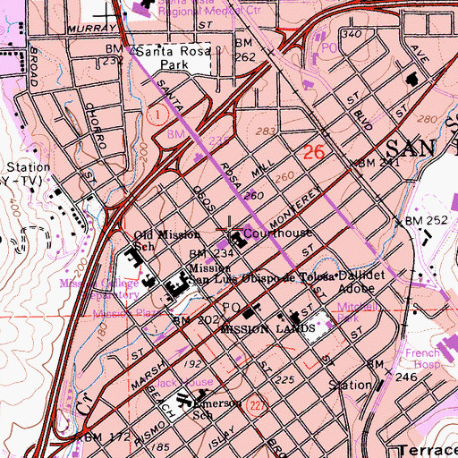 Topographic Map of San Luis Obispo County Sheriff's Office Civil Division, CA