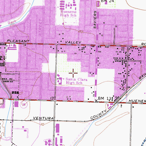 Topographic Map of Oxnard Police Department - Southwinds, CA