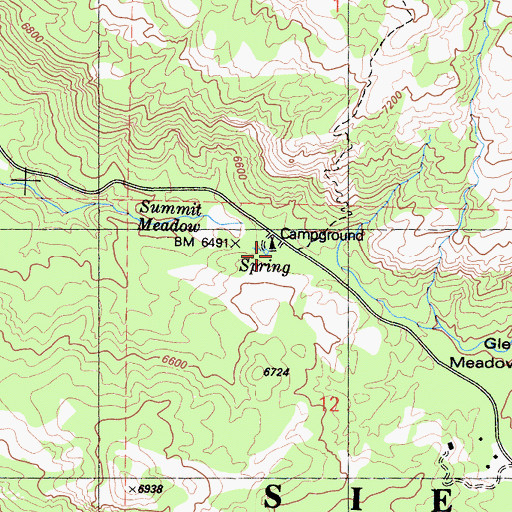 Topographic Map of Summit Meadow Campground, CA