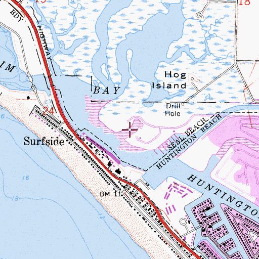 Topographic Map of Orange County Sheriff's Department Sunset Harbor Patrol Marine Operations Substation, CA