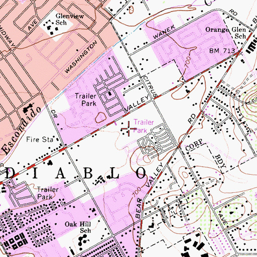 Topographic Map of Escondido Police Department Substation, CA