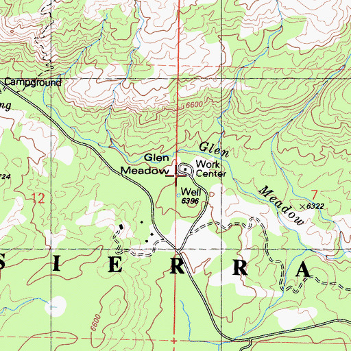 Topographic Map of Glenn Meadow Forest Service Facility, CA