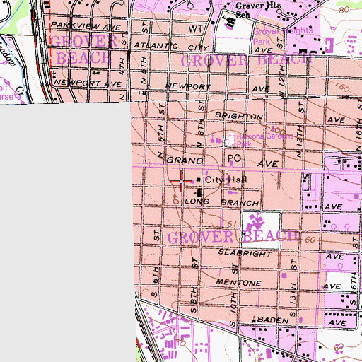 Topographic Map of Grover Beach Police Department, CA