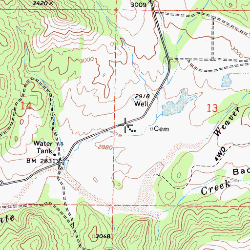 Topographic Map of Kern County Sheriff's Office - Walker Basin Substation, CA