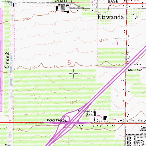 Topographic Map of Rancho Cucamonga Police Department - Victoria Gardens Substation, CA